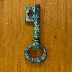 Vintage Brass Key-Shaped Bottle Opener and Corkscrew